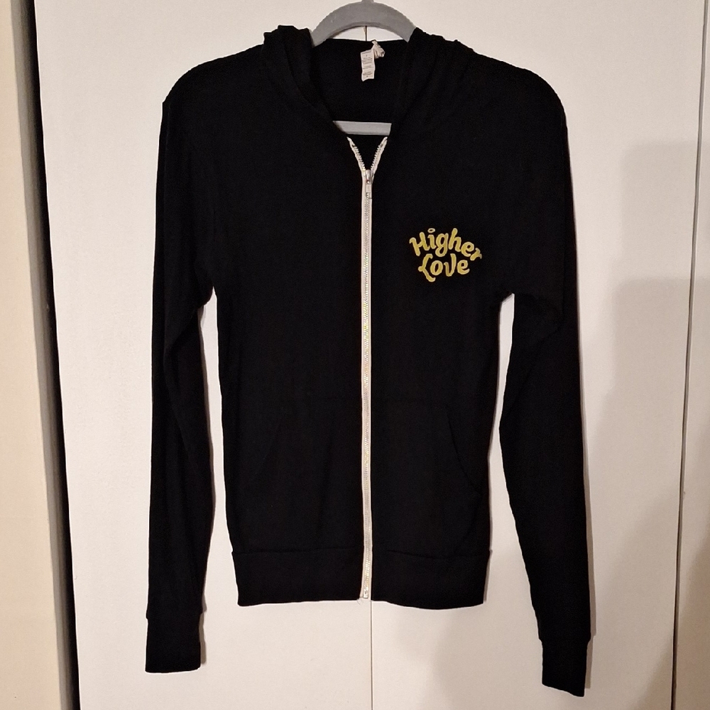 Black Hoodie with Gold 'Higher Love' Print